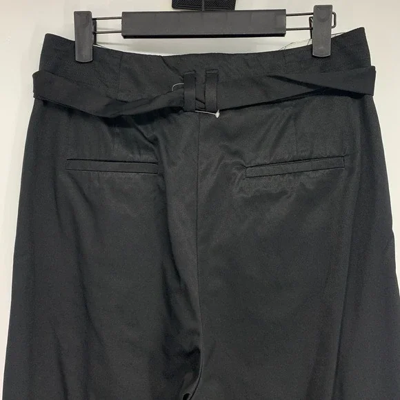M&S Collection Pants Womens Size 6 US 10 UK Black Wide Leg Cropped Belted Waist - Picture 8 of 9